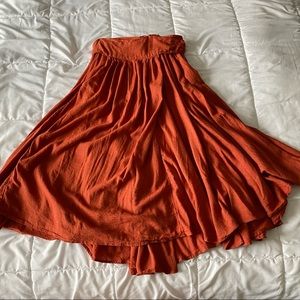 Free People Burnt Orange Shift Maxi Tie Waist Skirt